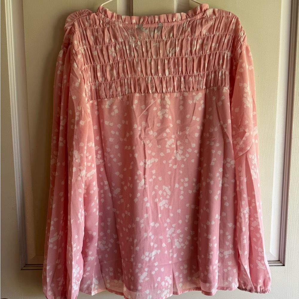 Dokotoo Alicia Floral Print Smocked Long Sleeve Chiffon Blouse Size XL NWT - Picture 4 of 11